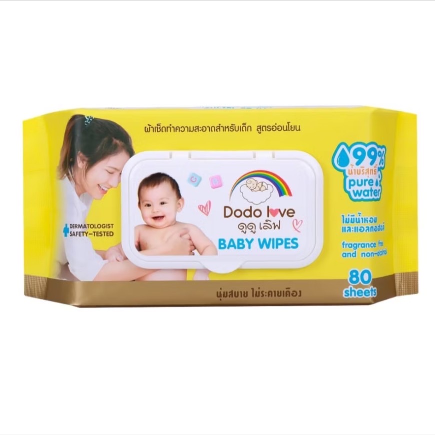 (1ห่อ)DODOLOVE Baby Wipes ทิชชูเปียก สูตรออแกนิค น้ำบริสุทธิ์ ผ้าเช็ดทำความสะอาดก้นเด็ก