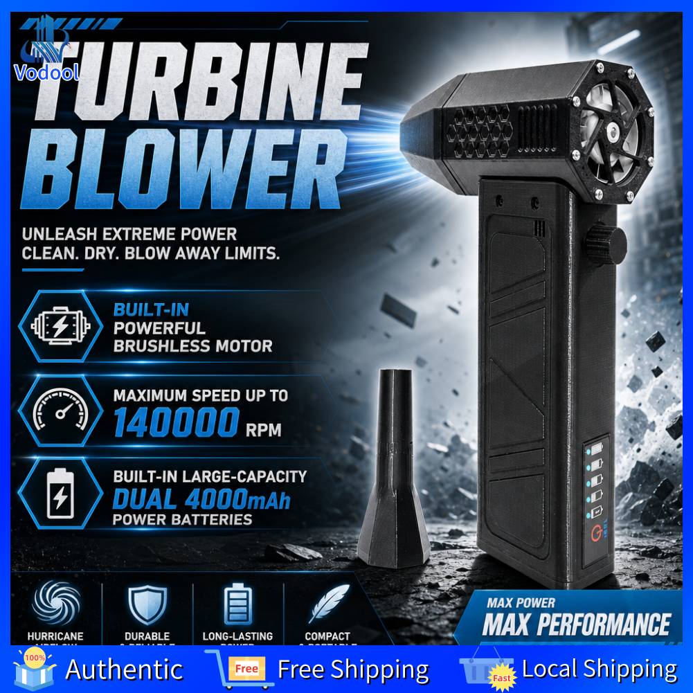 [Vodool Home Mall] Handheld Vacuum Fan Brushless Motor, Speed 140000 Rpm, Wind Speed 52 Meters/Second, with Energy Display. Suitable for Blowing Dust from Computers, Keyboards, Outdoors, Cars, and Homes. ราคา 249 บาท*ส่งฟรี