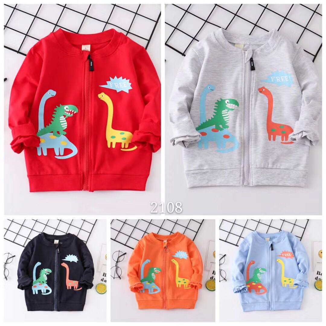 Anavini Baby / Toddler Boys Blue Check Smocked Dinosaurs Longall main image 1