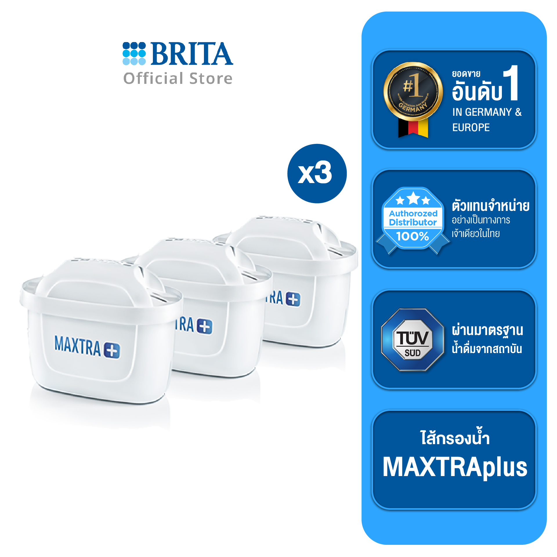 BRITA ไส้กรองน้ำ รุ่น MAXTRAplus (Pack 3) ราคา 945 บาท*ส่งฟรี