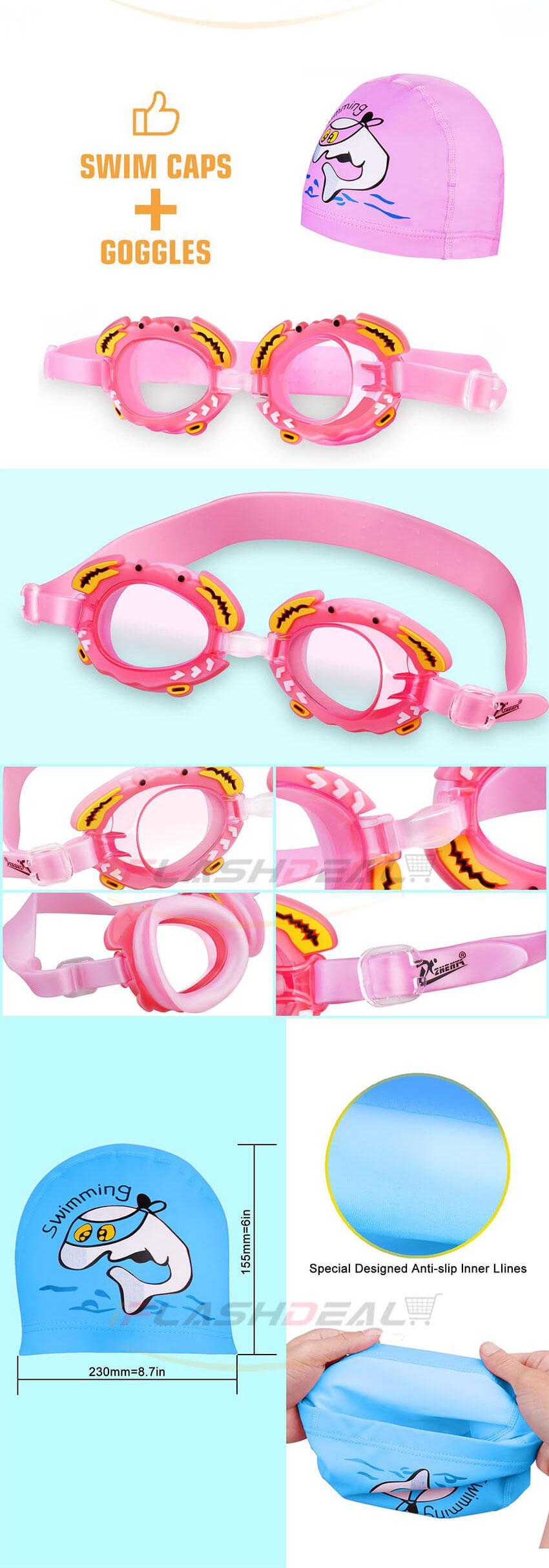 มุมมองเพิ่มเติมของสินค้า ชุดอุปกรณ์ แว่นว่ายน้ำ สำหรับเด็ก Swim Goggles Set for Kids มีหมวกว่ายน้ำ + แว่นว่ายน้ำ ครบชุด