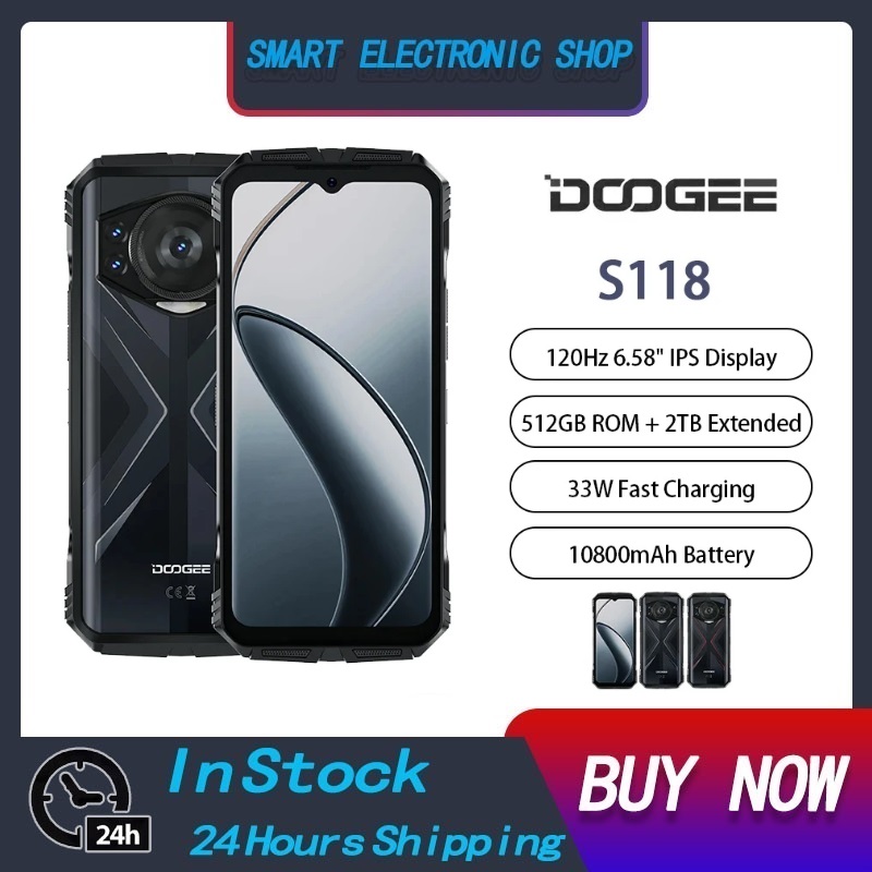 DOOGEE S118ทนทาน4Gสมาร์ทโฟนOcta Core 8/12GB + 512GB 6.58นิ้วAndroid 14โทรศัพท์มือถือ10800MAh 33W Fast Charging 50MPกล้องNFC ราคา 9,500 บาท*ส่งฟรี