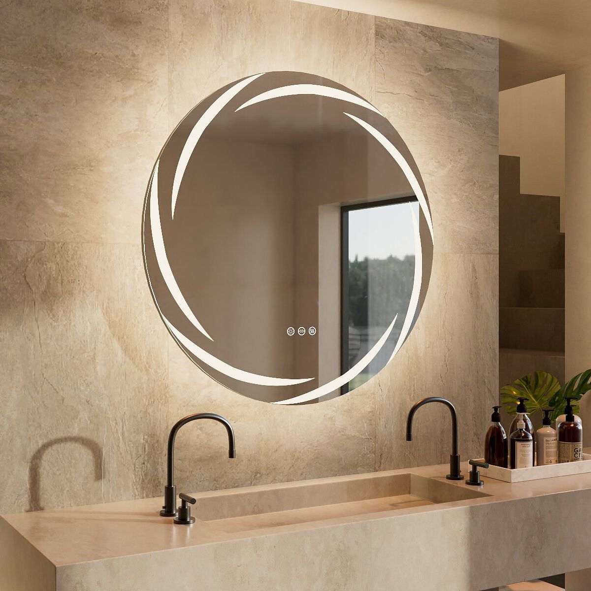 LUVODI กระจกห้องน้ำ ติดผนัง กลม Led Lighted Fashion Bathroom Mirror Round Wall Bathroom Backlit Vanity Mirror with 3000K/ 4000K/6000K, No Flicker, Anti-Fog ราคา 3,200 บาท*ส่งฟรี