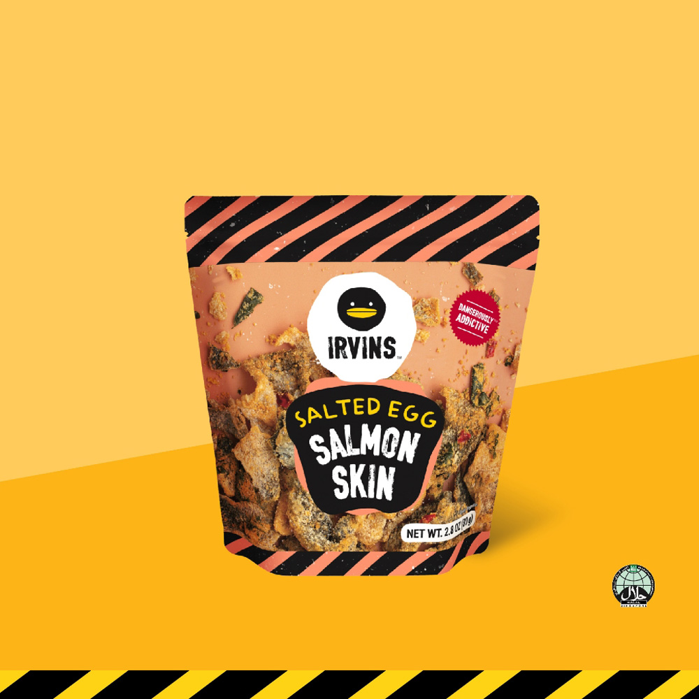 IRVINS หนังปลาแซลมอนทอดกรอบเคลือบไข่เค็ม (Salted Egg Salmon Skin) ขนาด 80 g ราคา 270 บาท*ส่งฟรี