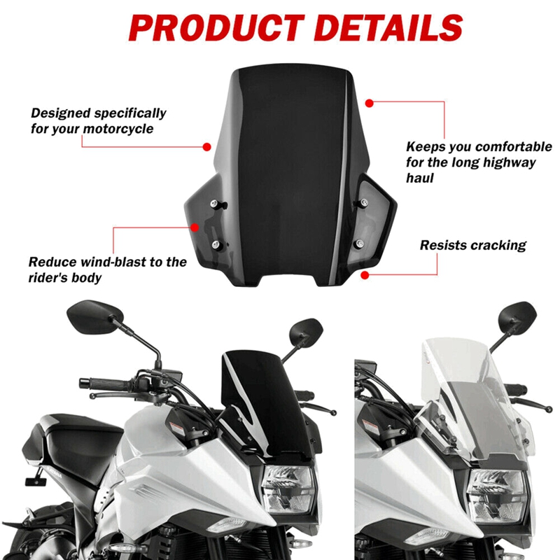 Nrpfell Motorcycle Windshield Windscreen Fly Screen for Katana 1000 GSX-S GSXS 1000S Wind Deflector 