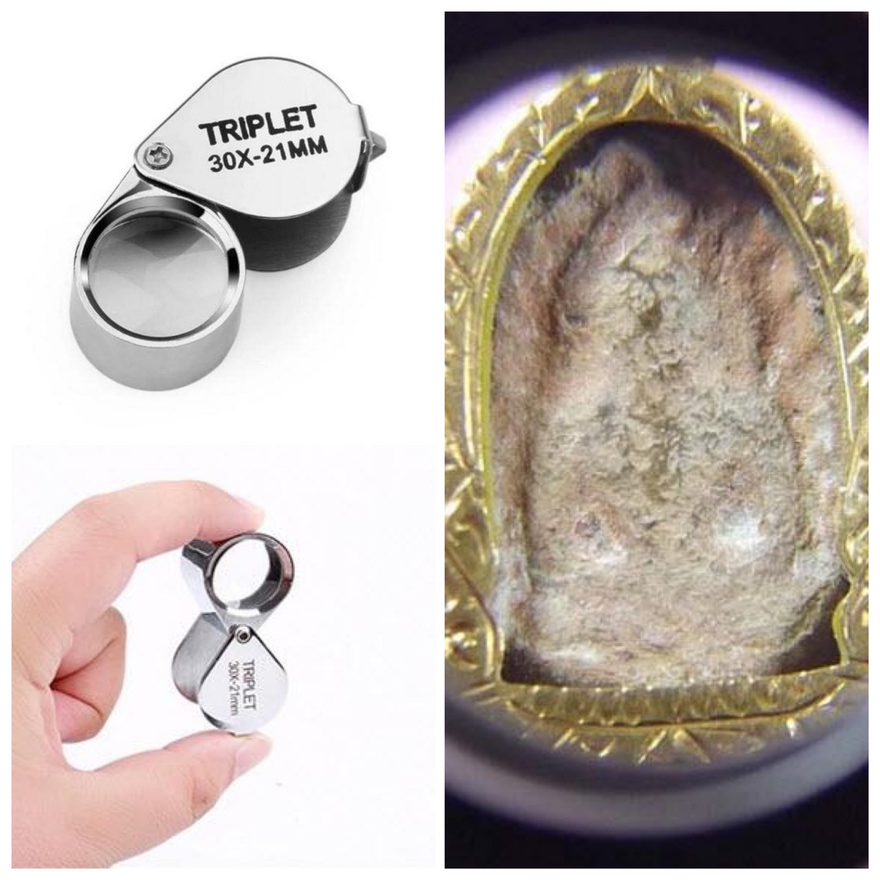 ?? แว่นส่องพระ แว่นขยาย ส่องพระ 30X-21MM กล้องส่องพระ สีเงิน พับได้ ??
