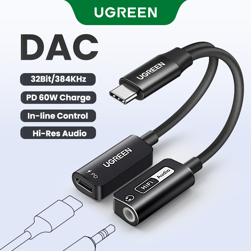 UGREEN 2 in 1 DAC USB Type C to 3.5mm Suond Card PD Charging Adapter Compatible with Macbook iPad Pro Samsung S26 S25 S24 Ultra iPhone 17 16 15 Pro Max Model: 25837 ราคา 499 บาท*ส่งฟรี