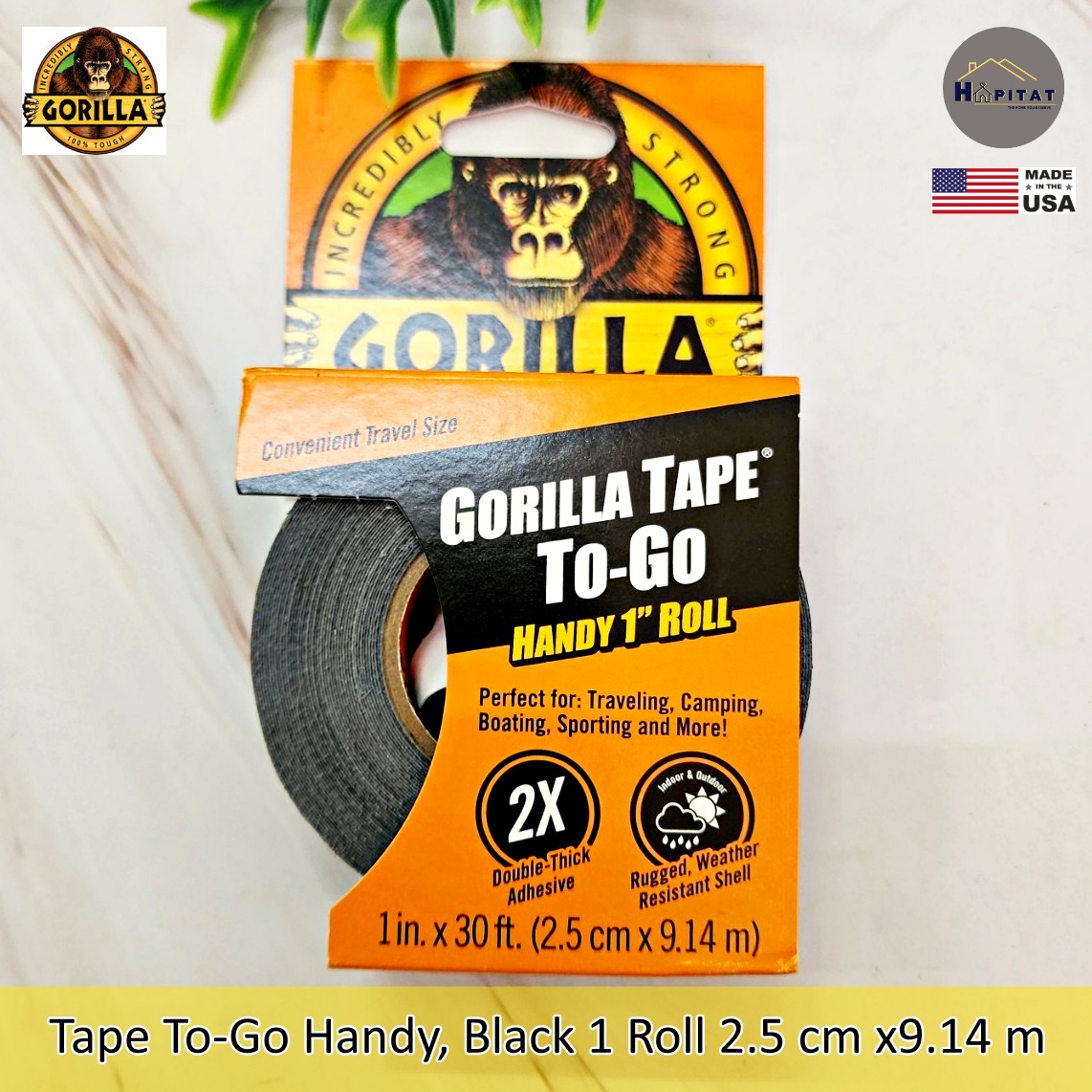 Gorilla Heavy Duty Double Sided Mounting Tape, 1 x 60/120 inches, Black  Industrial Strength