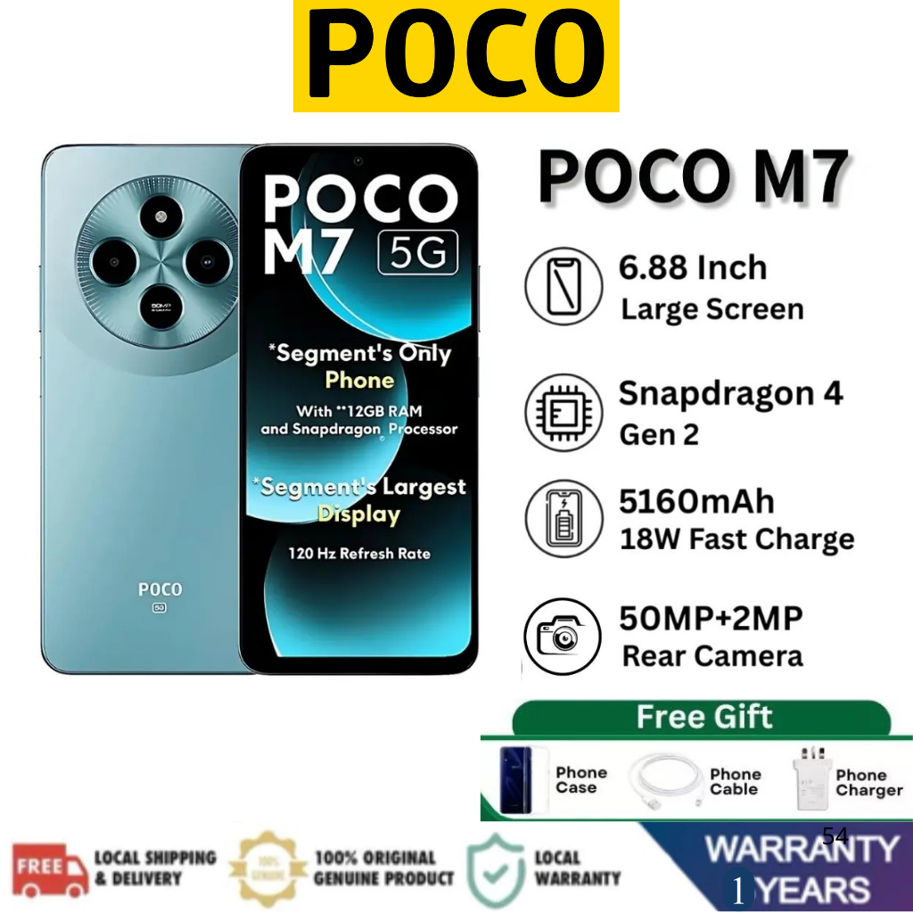 Poco M7 Smartphone, Large Screen Fluent Performance High Capacity Battery Suitable for Daily Use ราคา 4,399 บาท*ส่งฟรี