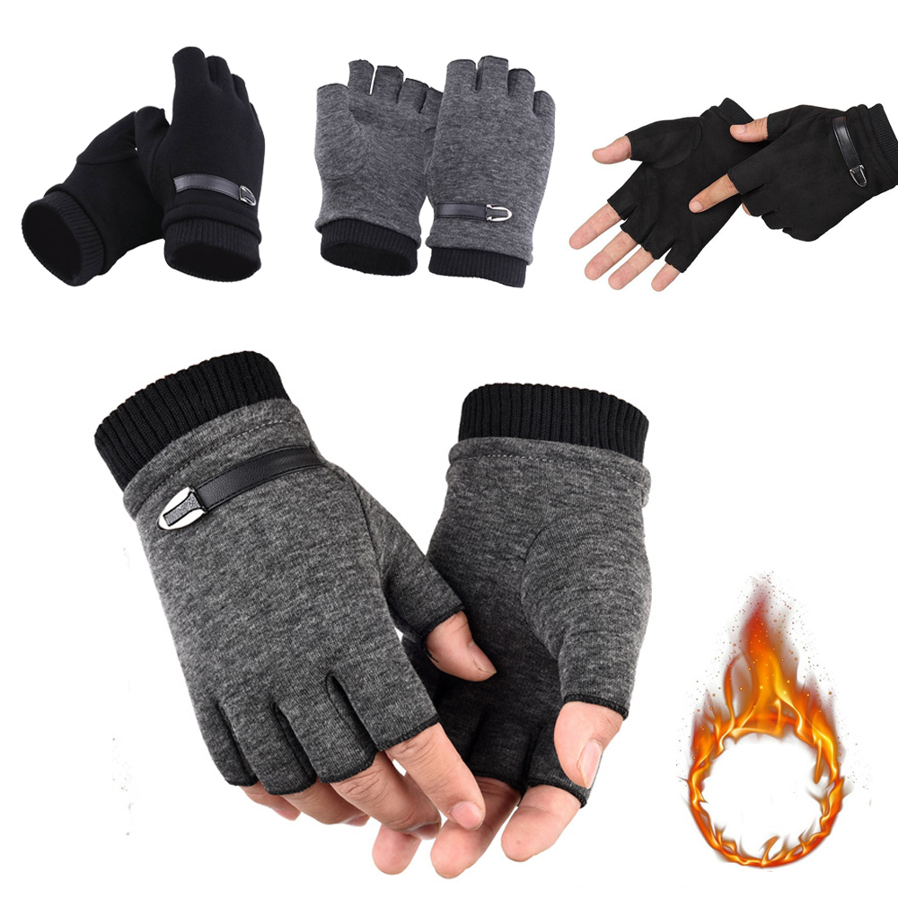 MDUCIN SHOP Mens Car Driving Cycling Soft Mittens Warm Gloves Winter Gloves Half Finger