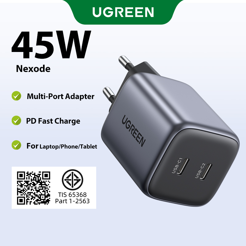 【Nexode】Ugreen Gan 45W Type C Support Samsung 45W Fast Charger Foldable Adapter Sfc 2.0 Adapter for Samsung Galaxy S26 S25 S24 Ultra Model: 90572