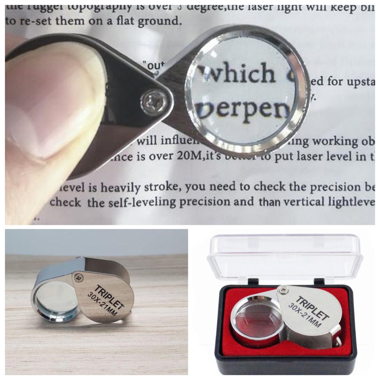 ?? แว่นส่องพระ แว่นขยาย ส่องพระ 30X-21MM กล้องส่องพระ สีเงิน พับได้ ??