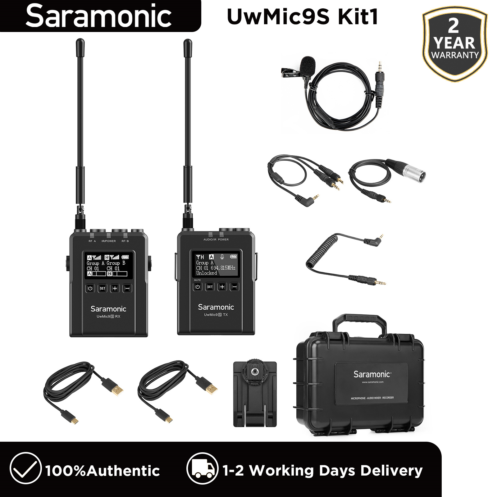 Saramonic UwMic9S Kit1/2 UHF Wireless Lavalier Microphone for DSLR videography, Field Recording, Interviews, Broadcast TV, ENG, Live Streaming Youtube ราคา 15,750 บาท*ส่งฟรี