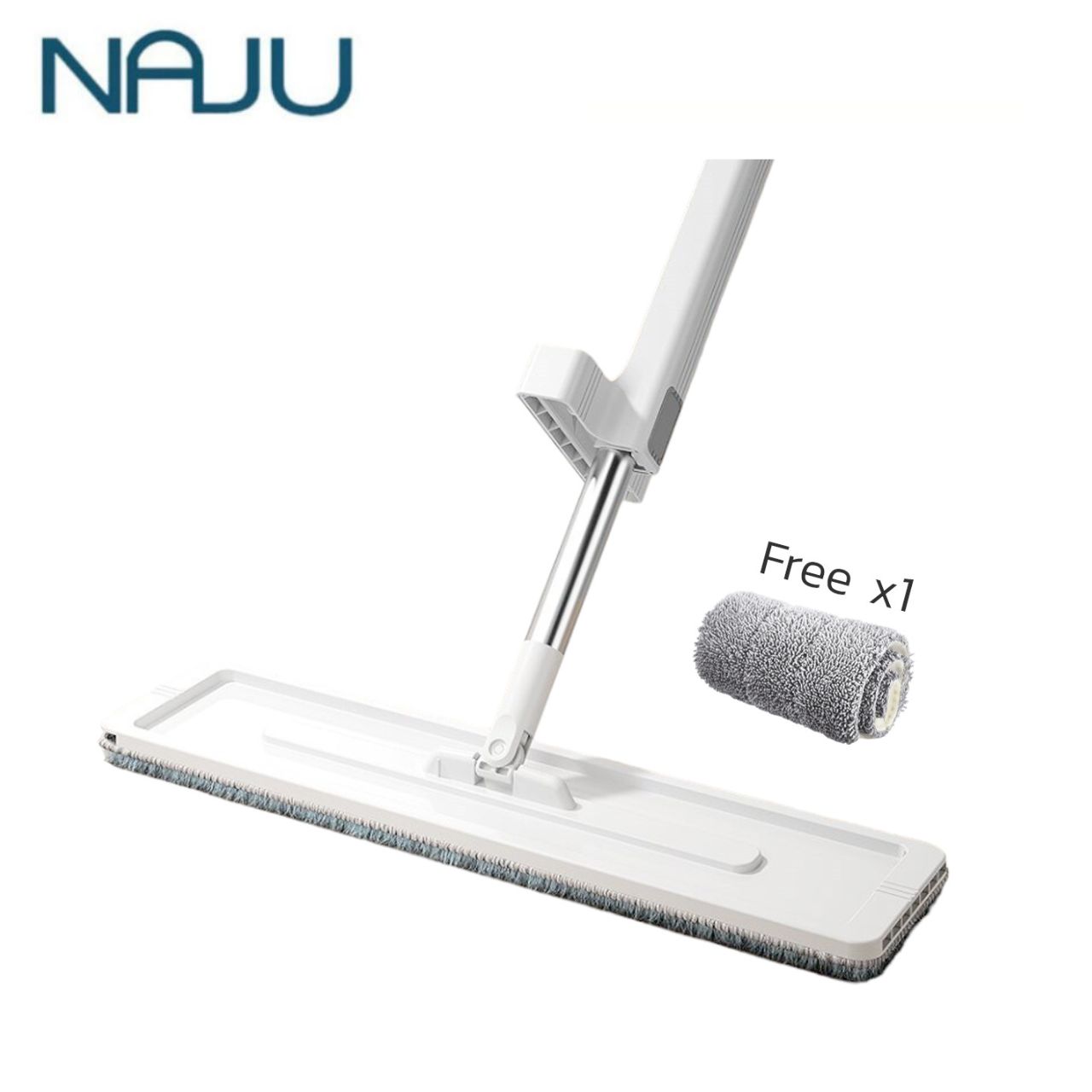 Naju ไม้ถูพื้นแบบรีดน้ำ ไม้ถูพื้นแบบหัวแบน ไม้ถูพื้น free ผ้าม็อบ1ผืน ไม่ต้องใช้มือบิดผ้า สำหรับถูพื้น ทำความสะอาดทุกมุมในบ้าน ราคา 189 บาท*ส่งฟรี