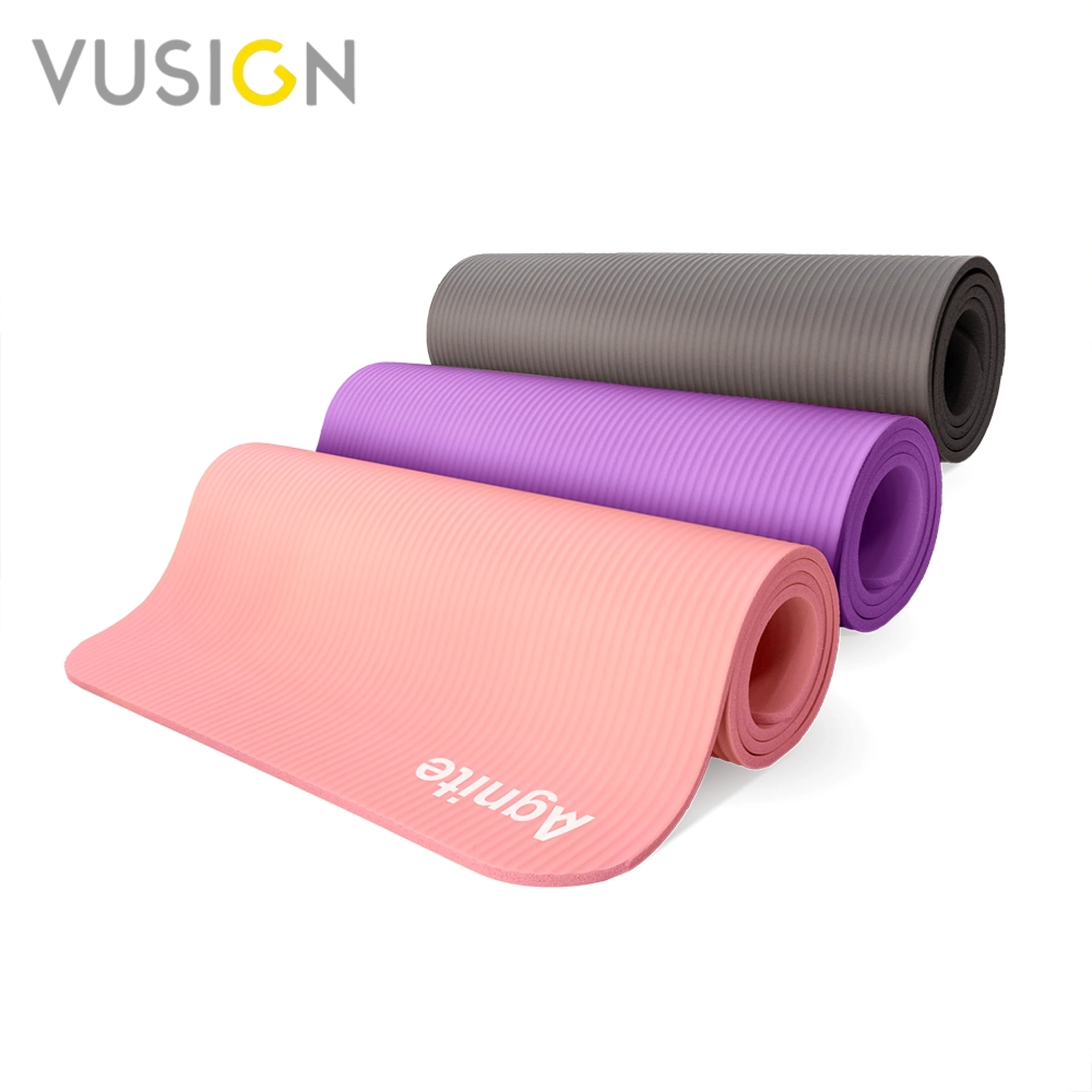 Vusign Exercise Mat Tpe Nbr Yoga Mat 6-10 mm Two-Tone Anti-Slip