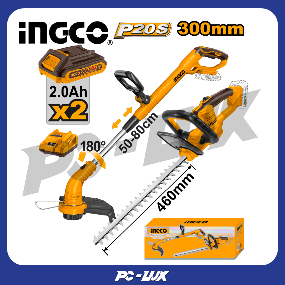 INGCO Combo Set ชุดเครื่องตัดหญ้า + เครื่องแต่งกิ่ง 20V COSLI240585 ราคา 3,680 บาท*ส่งฟรี