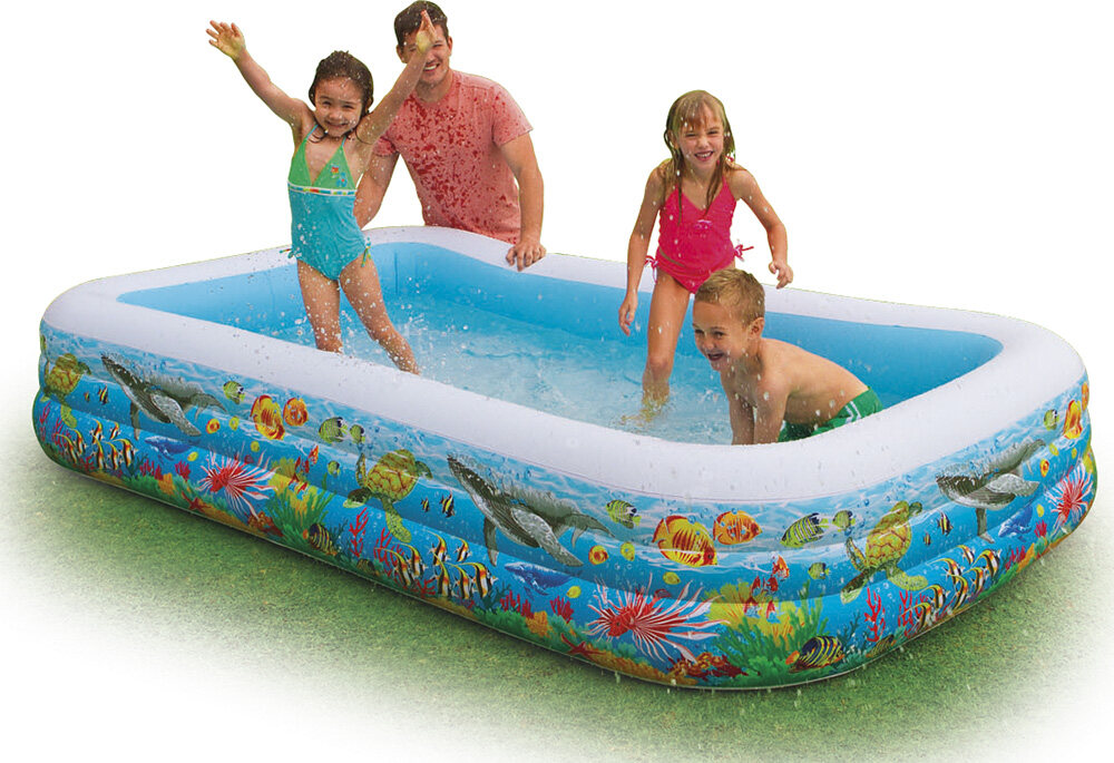 LookmeeShop สระน้ำเป่าลมครอบครัว 3 ม. 3 ชั้น (สีฟ้า/ขาว) แถมฟรี ที่สูบลมกระบอกเทอร์โบ และ แพลอยน้ำ ราคา 1,088 บาท*ส่งฟรี