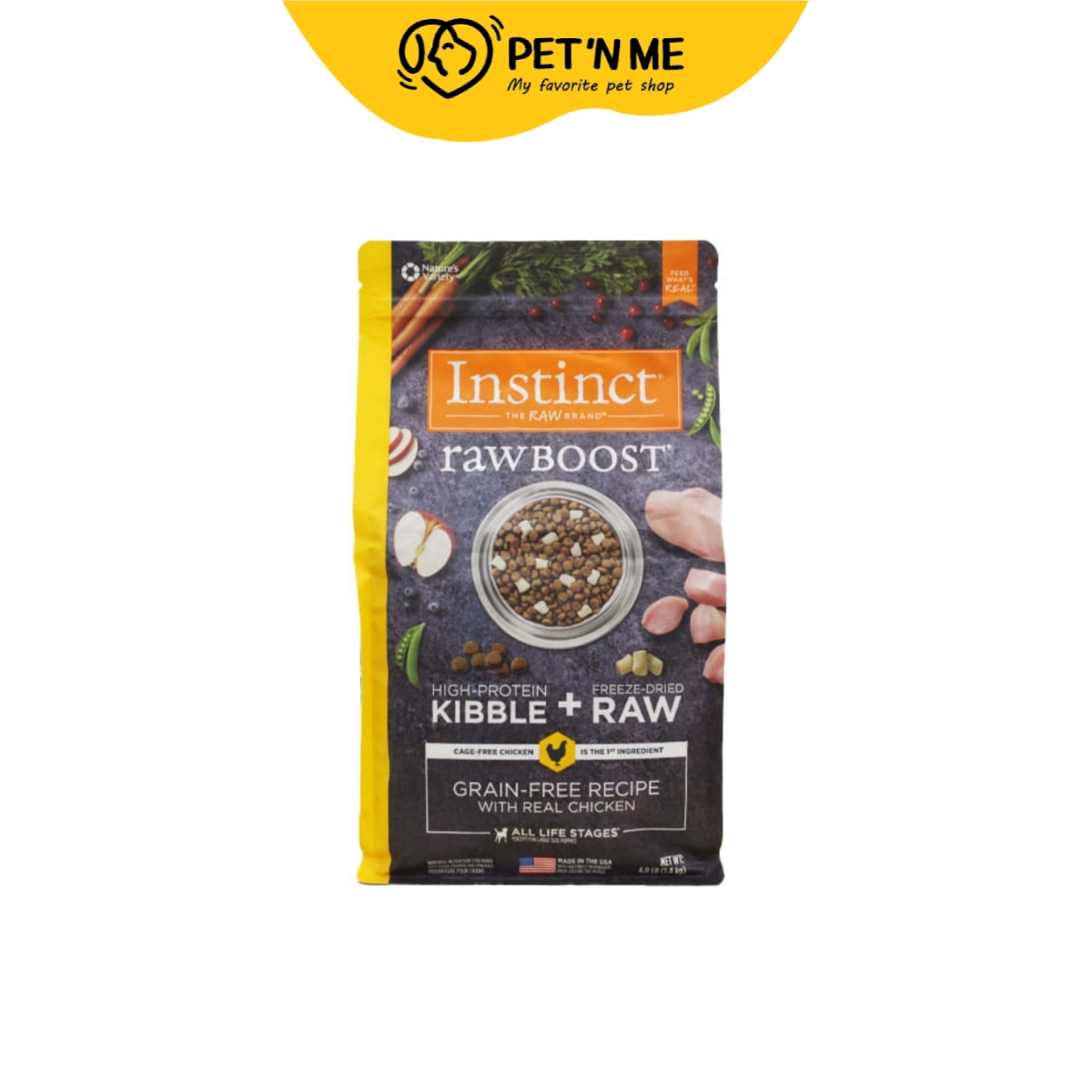 Instinct Raw Boost อาหารเม็ด สำหรับสุนัขทุกช่วงอายุ สูตรเนื้อไก่ 1.8 kg ราคา 1,700 บาท*ส่งฟรี