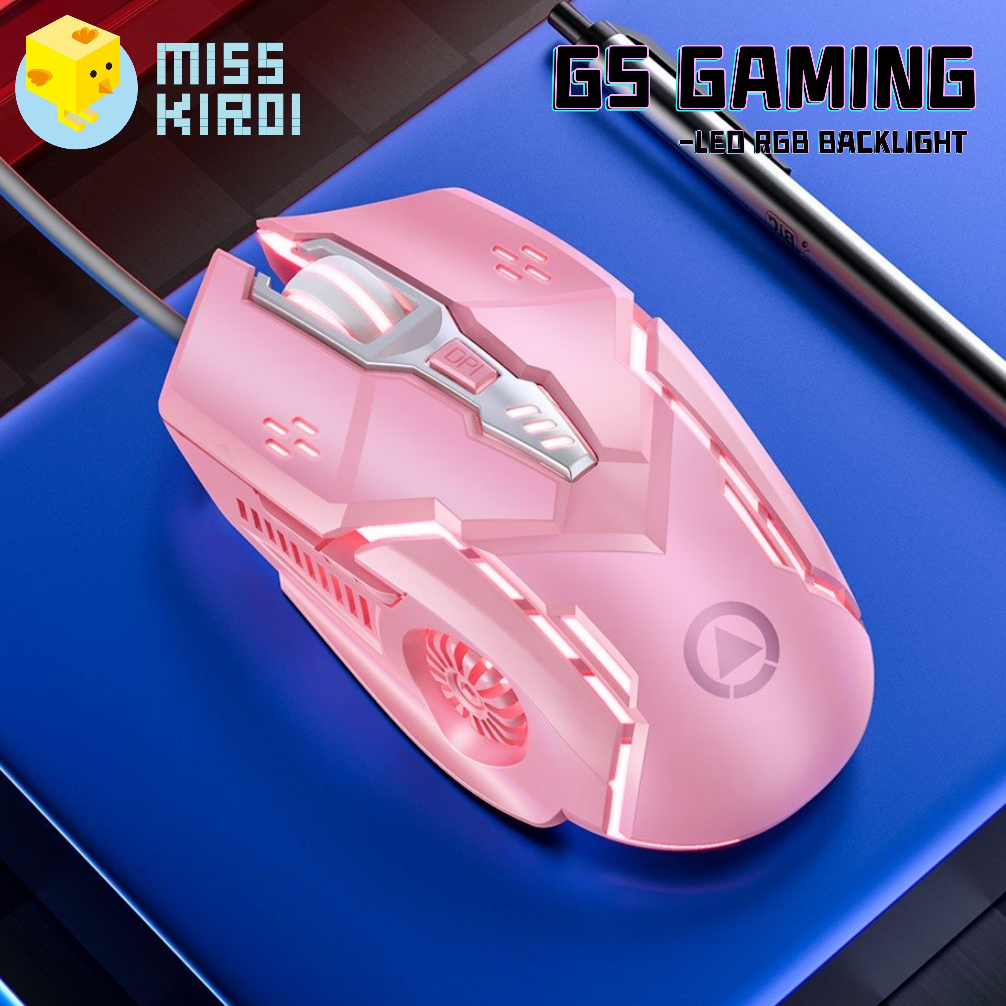 Miss Kiroi Model G5 Laser RGB Gaming Mouse เมาส์เกมมิ่ง ออฟติคอล ความแม่นยำสูงปรับ DPI 1200-3200 เหมาะกับเกม MMORPG (BNS) FPS MoBA เกมคอมพิวเตอร์เดสก์ท็อปแบบมีสายเงียบเ