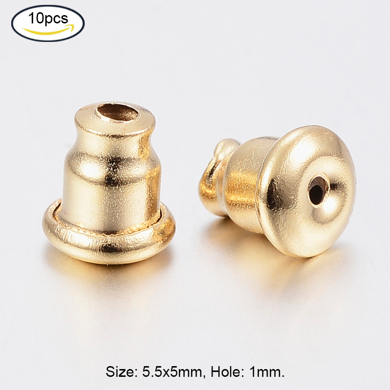 201 Stainless Steel Ear Nuts, Earring Backs, Stainless Steel Color,  6x4.5x3mm, Hole: 0.7mm