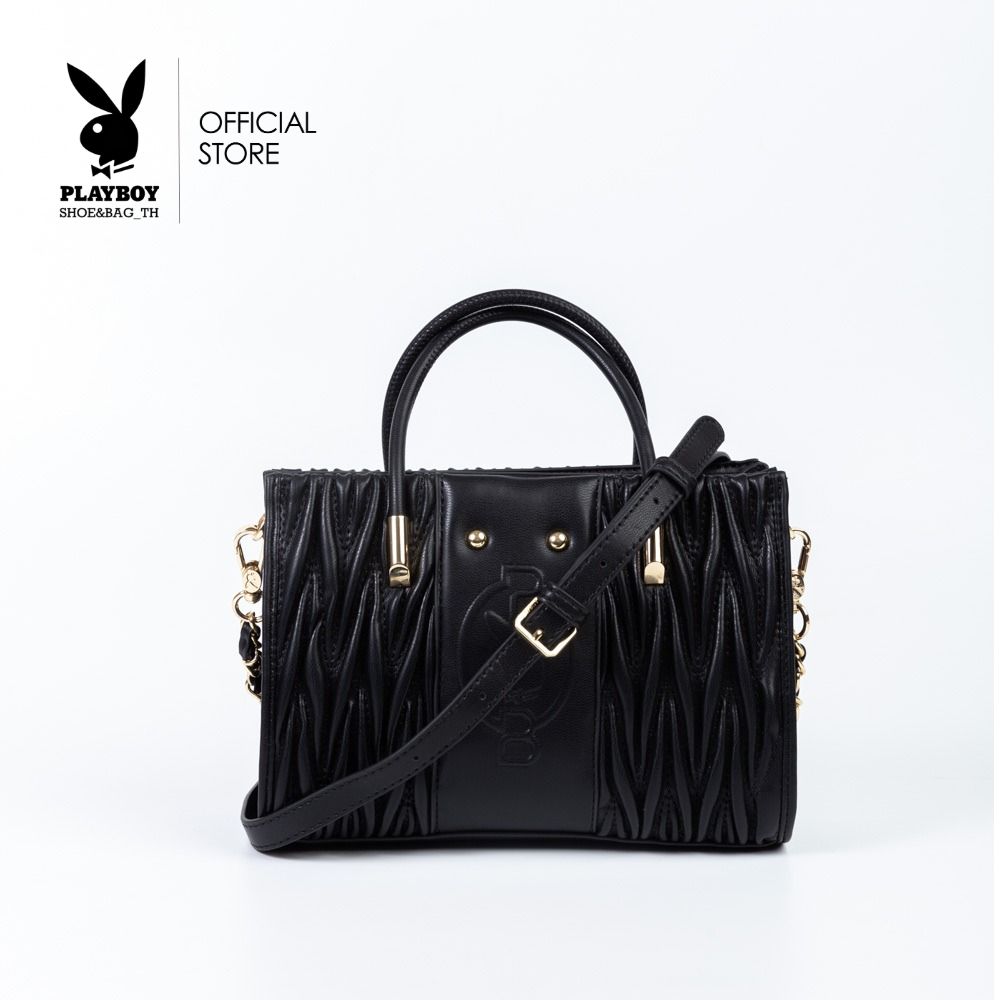 Playboy รุ่น Jazzy Women's Bag กระเป๋าสะพายข้างผู้หญิง รหัส ST-B243PB575 ดีไซน์เย็บนวมปั๊ม Logo มี 2 สี สีดำและสีขาว ราคา 2,072 บาท*ส่งฟรี