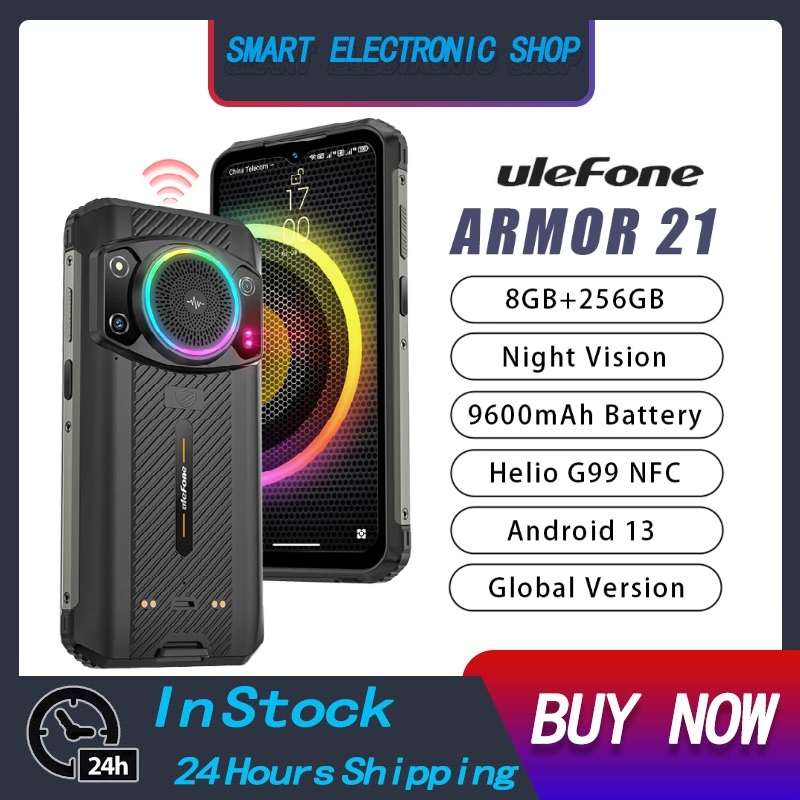 Ulefone Armor 21 Rugged Smartphones Octa Core 16GB+256GB 6.58Inch Night Vision 64MP Camera 9600mAh Android 13 Moblie Phone NFC ราคา 8,500 บาท*ส่งฟรี