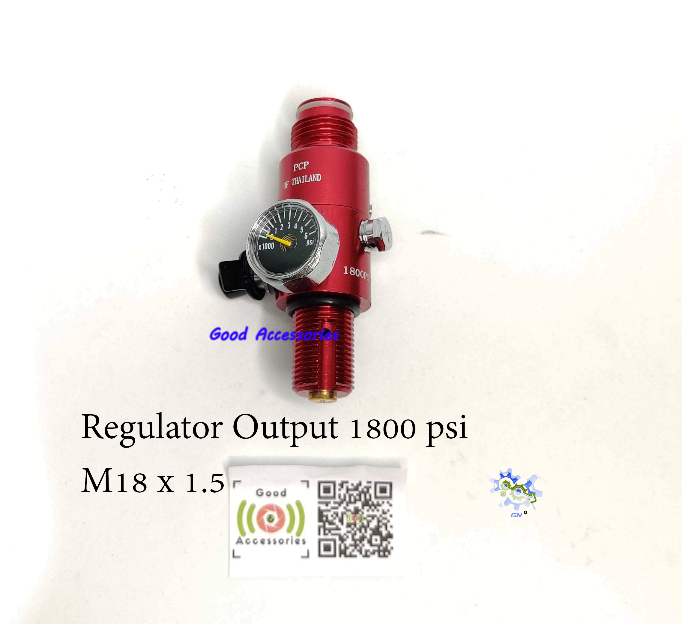 เร็คกูเลเตอร์เพนท์บอล ห้องลมโต รองรับแรงดันได้4500psi เกลียว M18x1.5 มีสีให้เลือก ดำ, แดง, น้ำเงิน,ทอง,เขียว.บรอนซ์ Paintball Regulator PCP