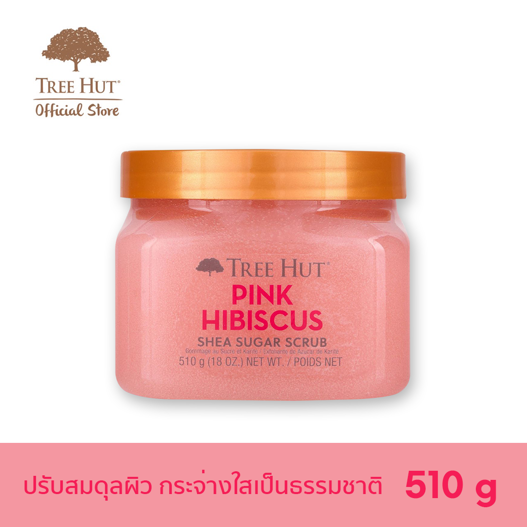 ผลิตภัณฑ์ความงามและการดูแลผิว Tree Hut Pink Hibiscus Shea Sugar Scrub, Sugar Scrub, Skin Exfoliator, Scent of Pink Hibiscus (510g)