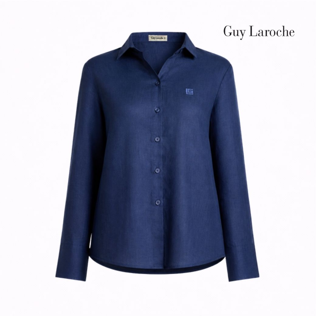 Guy Laroche Woman's Shirt Light Linen Women's Shirt, Long Sleeves, Blue Gcbcdb ราคา 2,100 บาท*ส่งฟรี