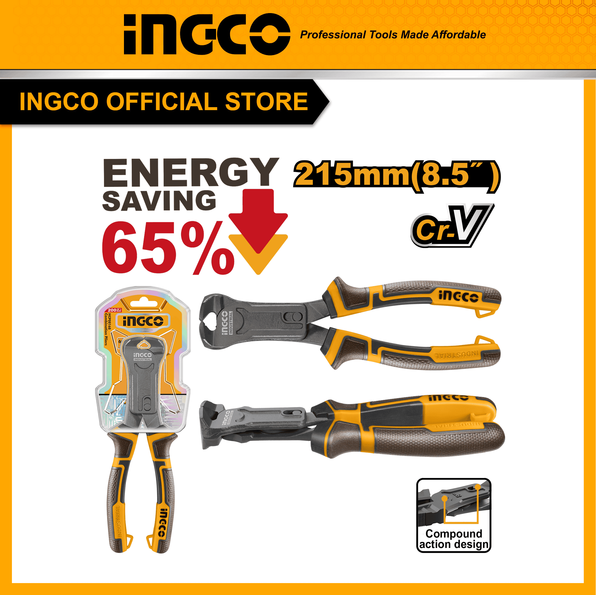 INGCO Compound action end cutting pliers HCECP58200 ราคา 280 บาท*ส่งฟรี