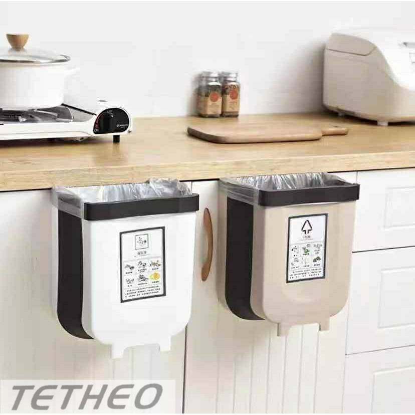 TETHEO 📢สินค้าพร้อมส่ง ถังขยะ ถังขยะพับได้ ถังขยะแขวน ใช้ในบ้าน​ห้องครัว​ ถังขยะประหยัดพื้นที่ ถังขยะแบบแขวนพับยืดหดได้ ขนาด29*25*15 ราคา 89 บาท*ส่งฟรี