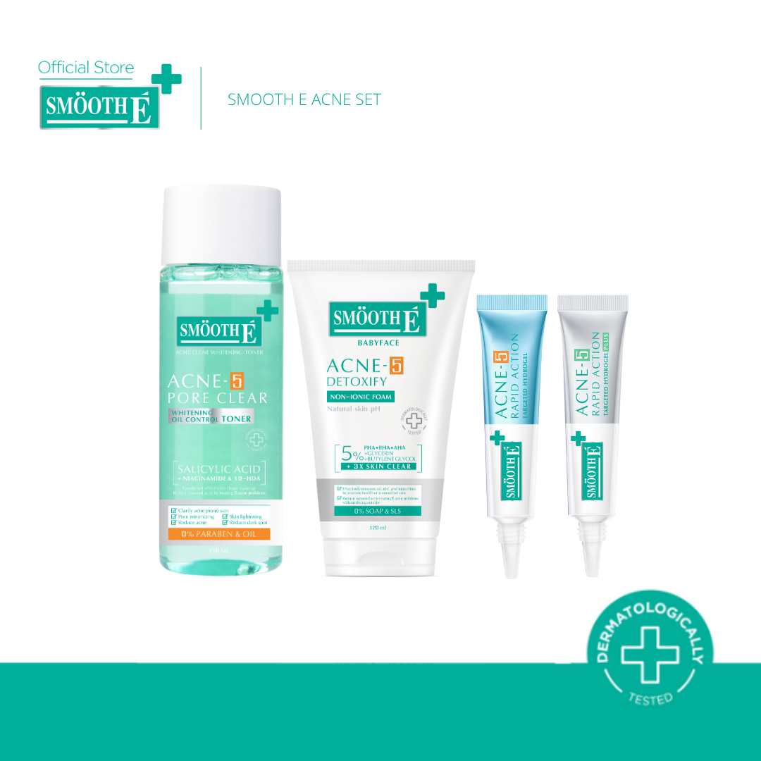 SMOOTH E ACNE SET THA GE, ONLINE ราคา 1,279 บาท*ส่งฟรี
