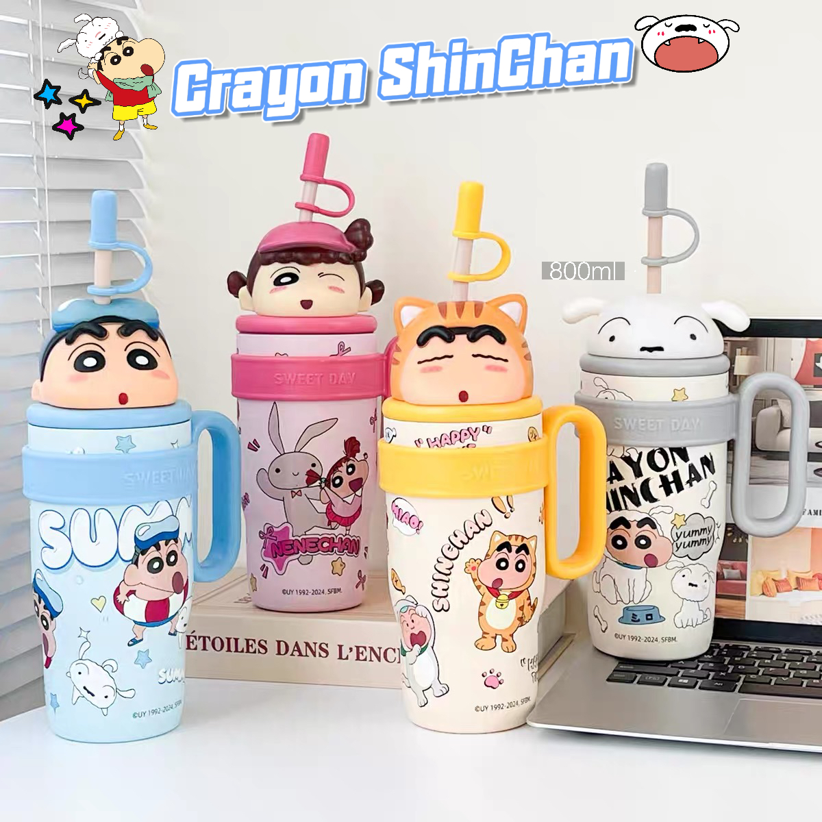 crayon shin chan 800MLความจุสูงขวดน้ําเก็บความเยแก้วสแตนเลส52TOYS ราคา 386 บาท*ส่งฟรี