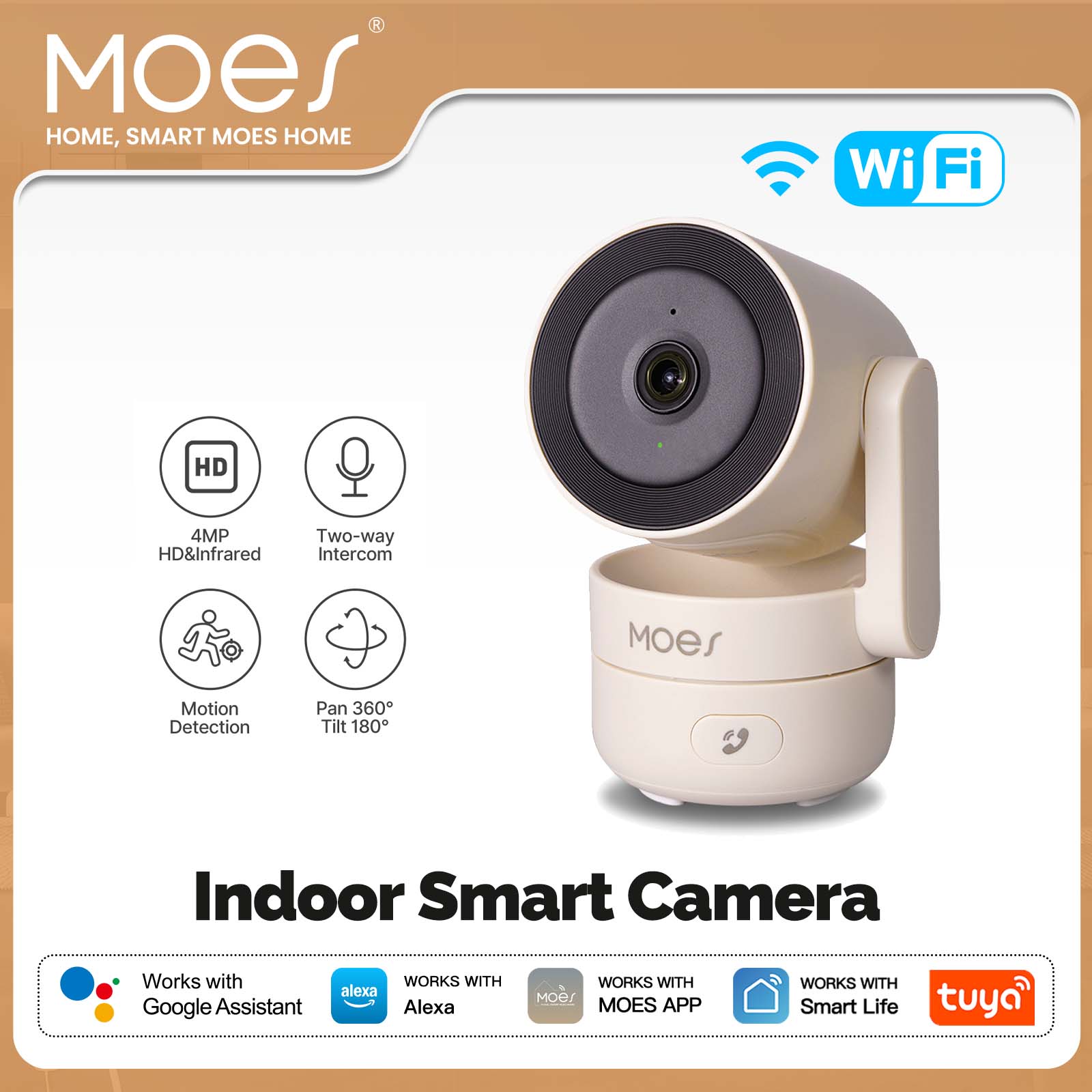 MOESTuya WiFi Indoor Pan/Tilt Smart Security Camera 4MP HD Infrared Night Vision Motion Sound Detection Monitor Panoramic Patrol ราคา 1,132 บาท*ส่งฟรี