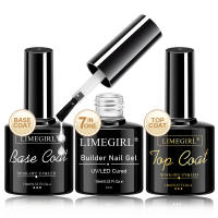 ชุดเจลเล็บ 3 in 1 แบบใส เคลือบหน้า เล็บฐาน ตัวช่วยสร้างเล็บ ลอกออกได้ เสริมความแข็งแรง ต่อเล็บ ทำเล็บเจล