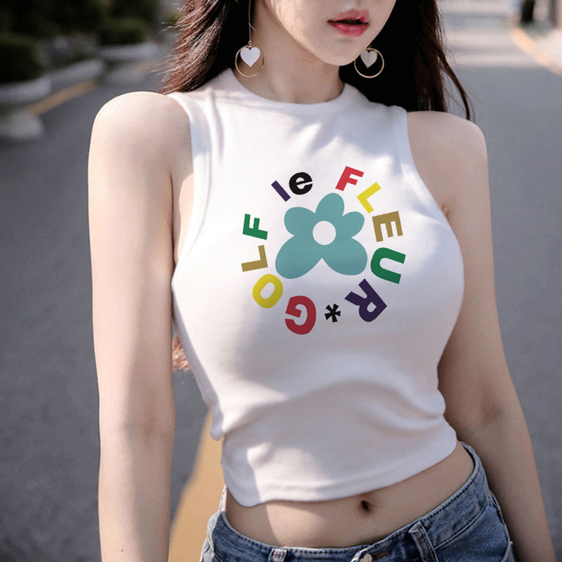 นักเรียนพิมพ์เสื้อยืดสีขาวหญิงฤดูร้อนใหม่วรรณกรรมป่าแจ๊กเก็ตแขนกุดลำลองเสื้อยืดผู้หญิงในช่วงฤดูร้อนของเกาหลี shirt korea 1