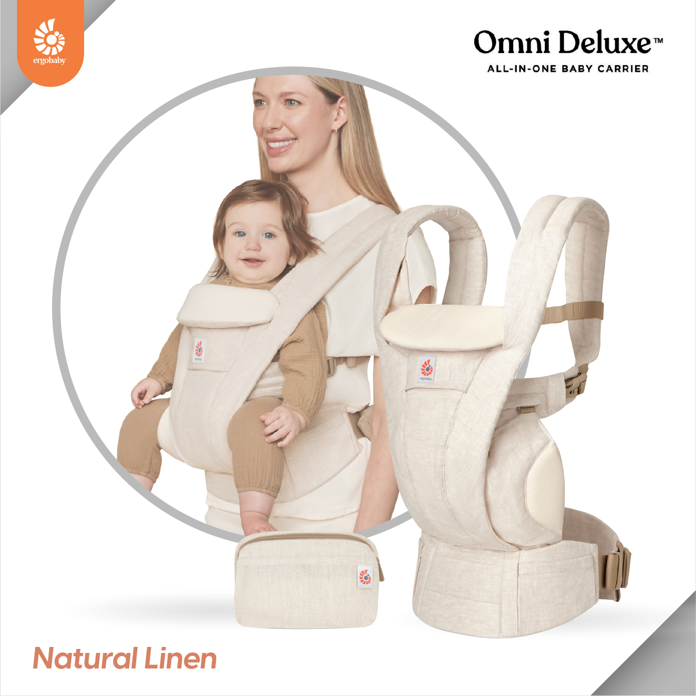 ผลิตภัณฑ์แม่และเด็ก Ergobaby เป้อุ้ม รุ่น Omni Deluxe Linen - Natural Beige สำหรับ 0-48 เดือน รุ่นใหม่ล่าสุด รองรับทารกแรกเกิดโดยไม่ต้องเสริมเบาะ ปรับได้ 4 ตำแหน่ง ระบายอากาศได้ดี รองรับหลังและสะโพก สวมใส่สบายตลอดทั้งวัน ราคา 14,850 บาท*ส่งฟรี