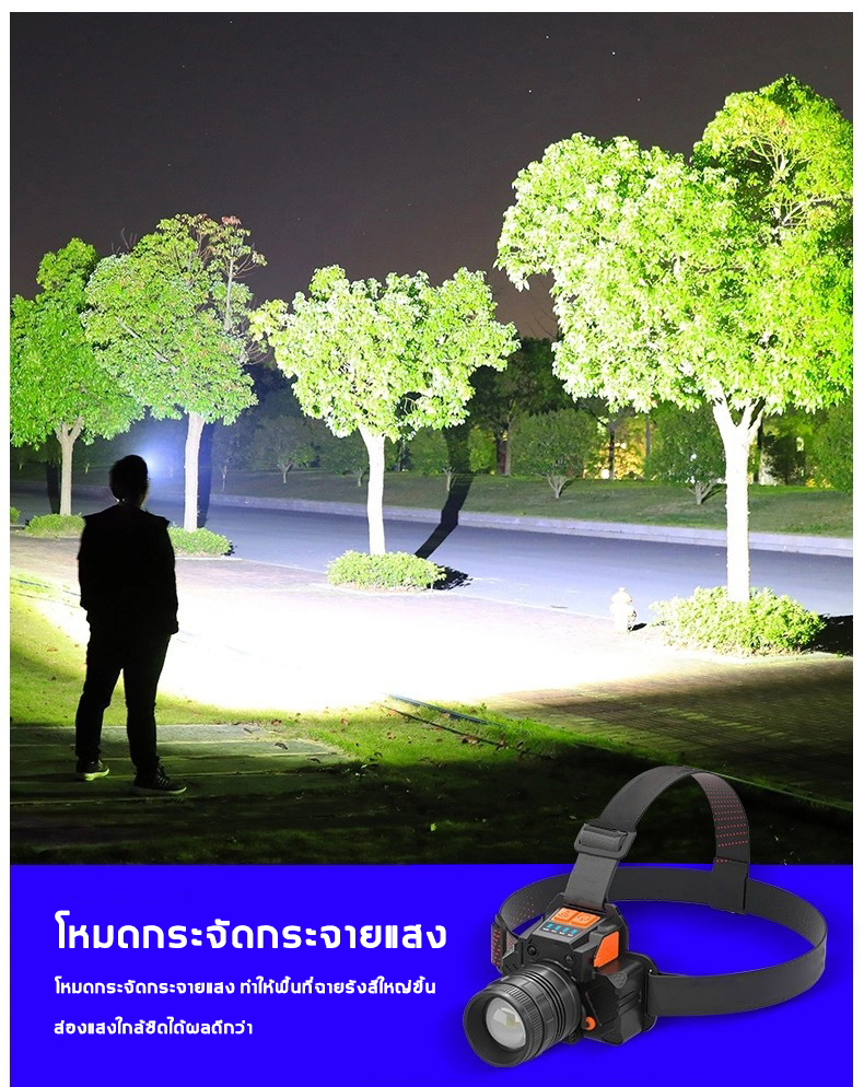 เกี่ยวกับสินค้า 【รุ่นอัพเกรดใหม】LEDไฟฉายคาดหัว สปอตไลท์อันทรงพลัง การออกแบบกันน้ำ แสงไกลเป็นกิโลเมตร สามารถปรับโฟกัสได กำลังสูง100W(ไฟคาดหัว,ไฟฉายแรงสูงแท้,หัวไฟฉายคาดหัว,ไฟฉายกันน้ำแท้,ไฟฉายแรงสูง,ไฟคาดหัวแรงสูง,ไฟฉายแรงสูงไกล,ไฟฉาย คาด หัว,ไฟฉายคาดหัวแท้,ไฟส่องกบ)