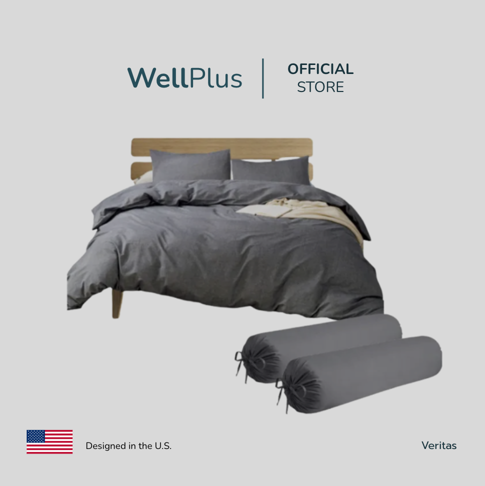 WellPlus (New 2022) ใหม่นุ่มมาก รุ่น Veritas ชุดผ้าปูที่นอน 6 ฟุต 5 ฟุต 5 ชิ้น + ผ้านวม 100x90 Solidนุ่มมาก ราคา 999 บาท*ส่งฟรี