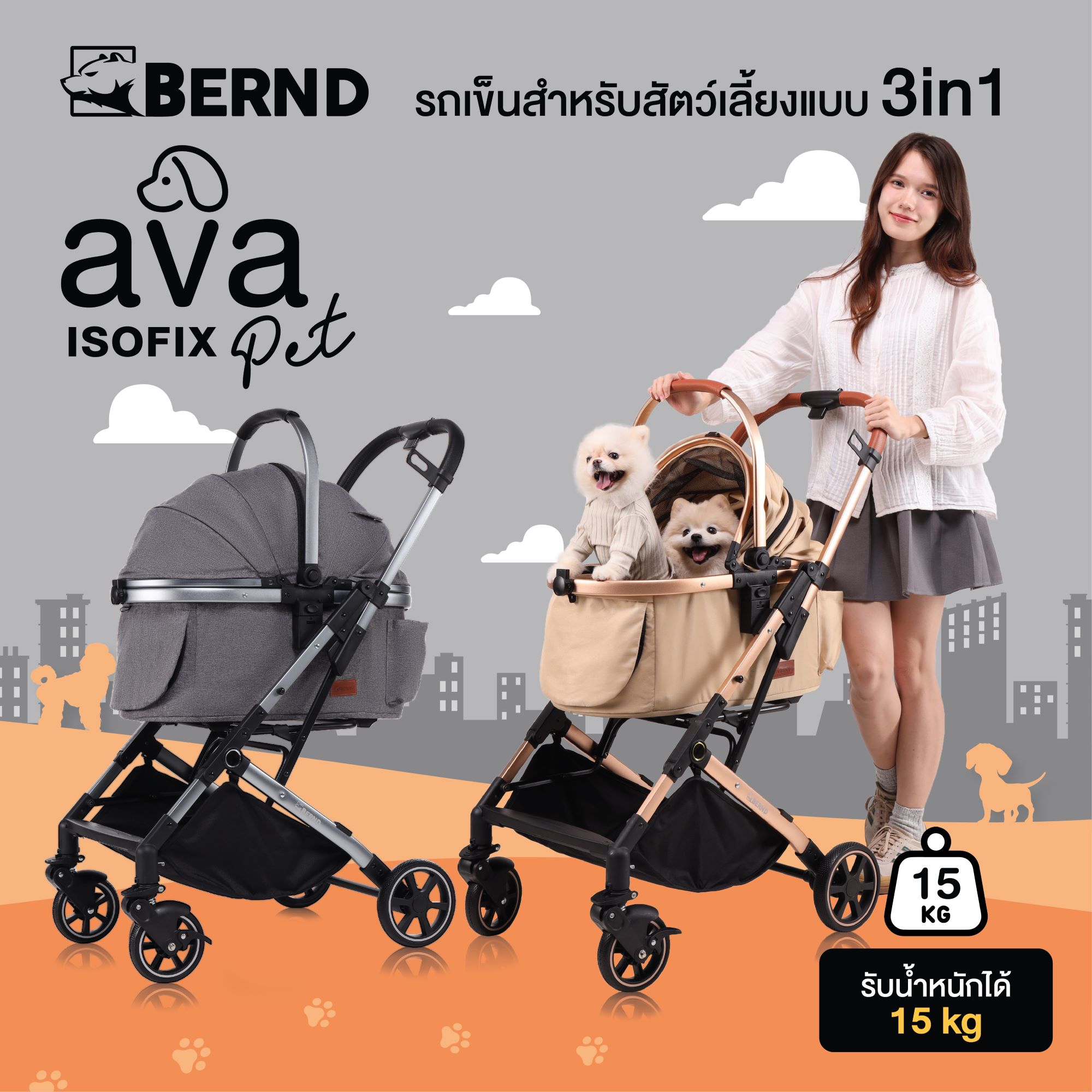 Bernd AVA Pet (Isofix) รถเข็นและคาร์ซีทสำหรับสัตว์เลี้ยง ราคา 7,590 บาท*ส่งฟรี