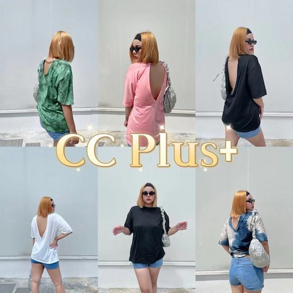 Cici Plus+(8990)เสื้อยืดทรง Oversize แต่งโซ่เว้าหลัง ผ้านิ่ม ใส่สบาย ราคา 75 บาท*ส่งฟรี