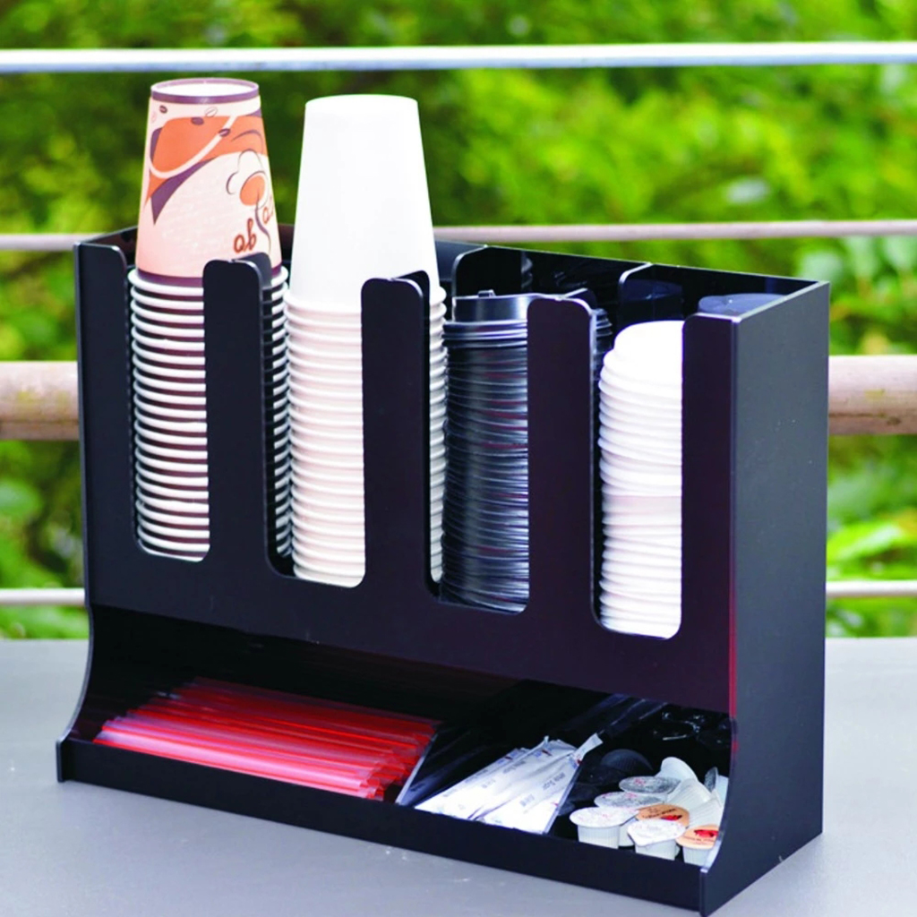 Breakroom Coffee Condiment Organizer Countertop Cup Dispenser Storage Holder, Durable