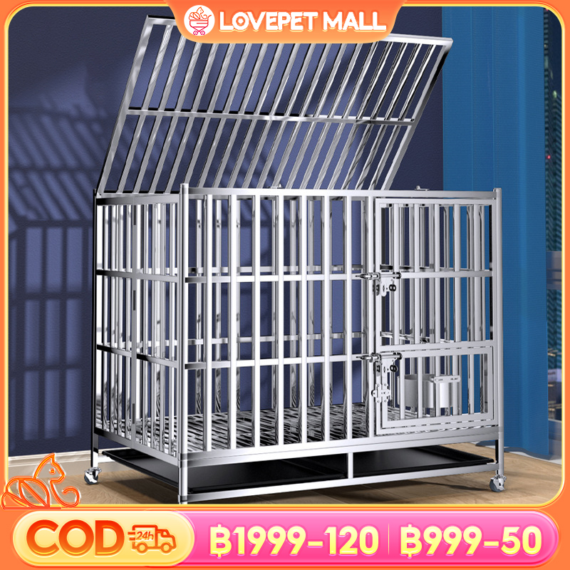 304 stainless steel large dog cage, dog cage, stainless steel foldable dog cage without installation, animal cage can be used for all sizes of animals.