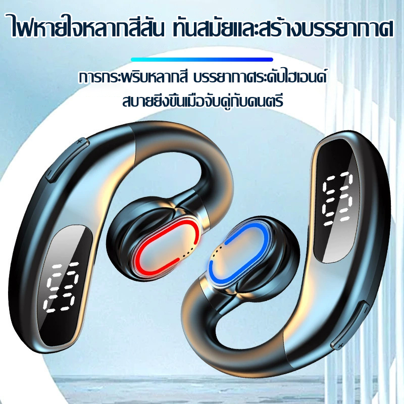 【With charging case】2025 New F80 Wireless Bluetooth Headset Bluetooth 5.5 Over-ear Headset Non-in-ear Bone Conduction Headset Single-ear Digital Display Noise Cancelling Headset ราคา 1,199 บาท*ส่งฟรี