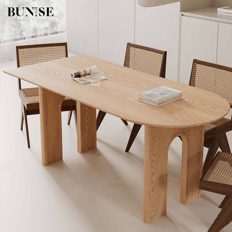 BUNISE solid wood dining table Scandinavian creative wabi-sabi style center island table dining table in one retro living room table and chairs log long table SD19 ราคา 29,372 บาท*ส่งฟรี