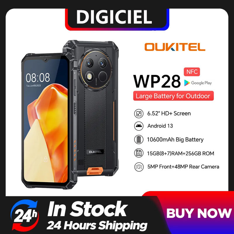Oukitel WP28 Rugged Smartphones 6.52Inch Octa Core 8GB+256GB Android 13  Mobile Phone 10600mAh Battery 48MP Camera Cellphone NFC