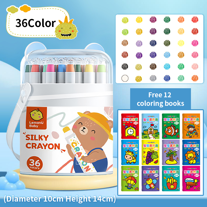 จัดส่งจากประเทศไทย สีเทียนปลอดสารพิษ 24/36/48สี มือของเด็กไม่สกปรก ดินสอสีล้างทําความสะอาดได้ อุปกรณ์วาดภาพสําหรับเด็ก
