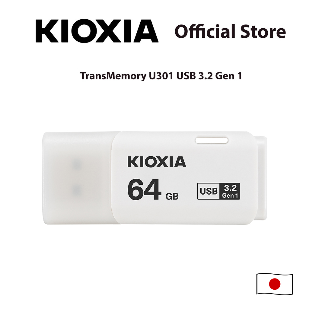 KIOXIA TransMemory U301 White USB3.2 Gen 1 Flash Drive - 64GB ราคา 164 บาท*ส่งฟรี