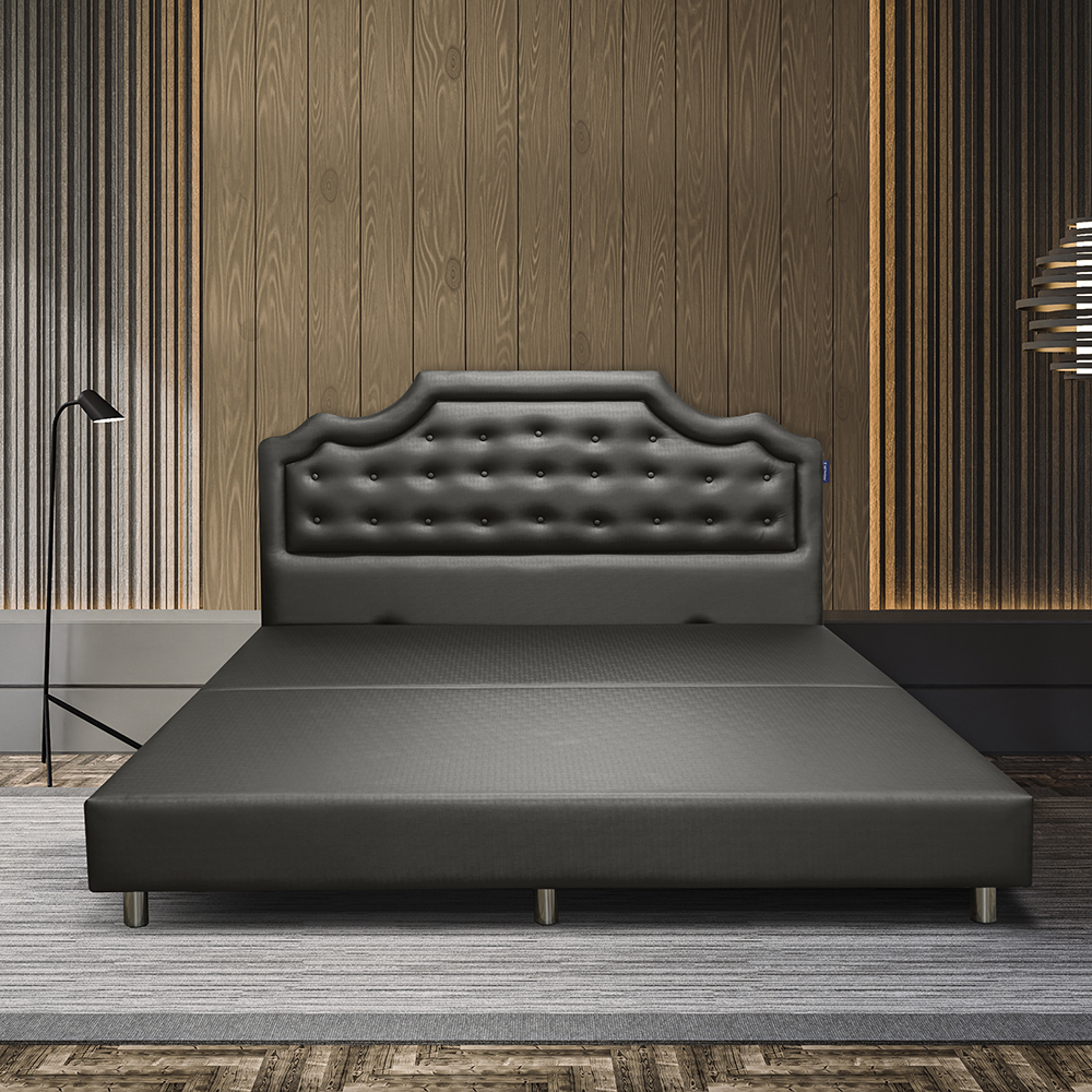 LADY AMERICANA ฐานรอง+หัวเตียง รุ่น PORTO สีเทา / หนัง PU Silk **ส่งฟรี พร้อมติดตั้ง ราคา 19,900 บาท*ส่งฟรี