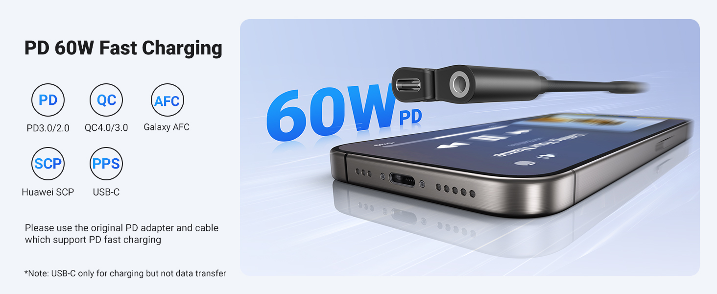 0.15m USB-C To AUX Adapter With PD 60W Fast Charging - Headphone Jack For Smartphones